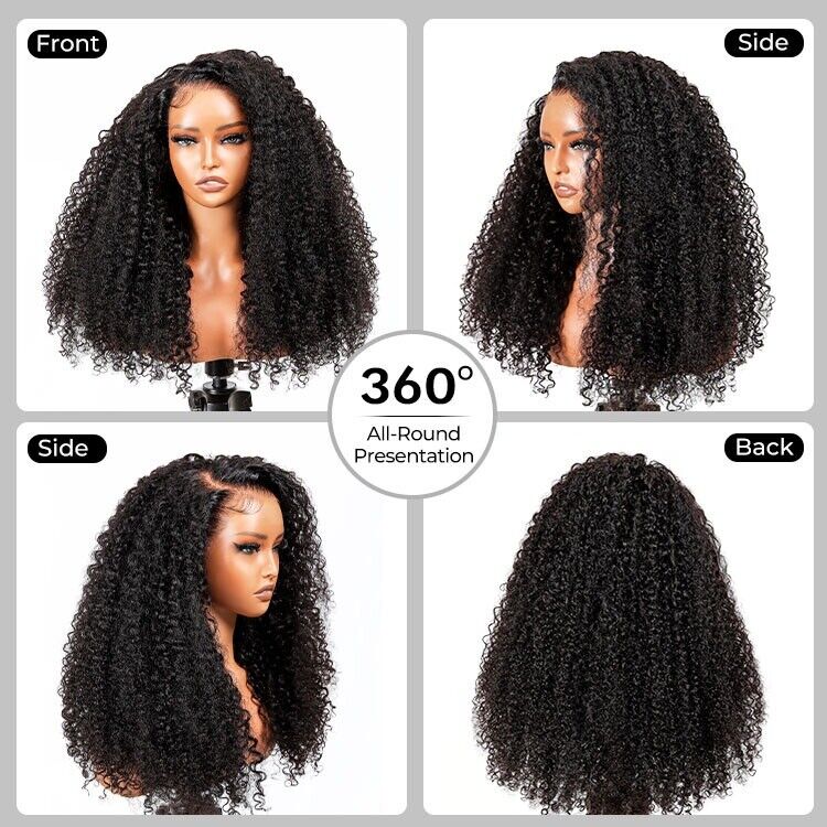 Human Hair Wigs Glueless Ready To Wear Natural Fluffy Curly Lace Front Women