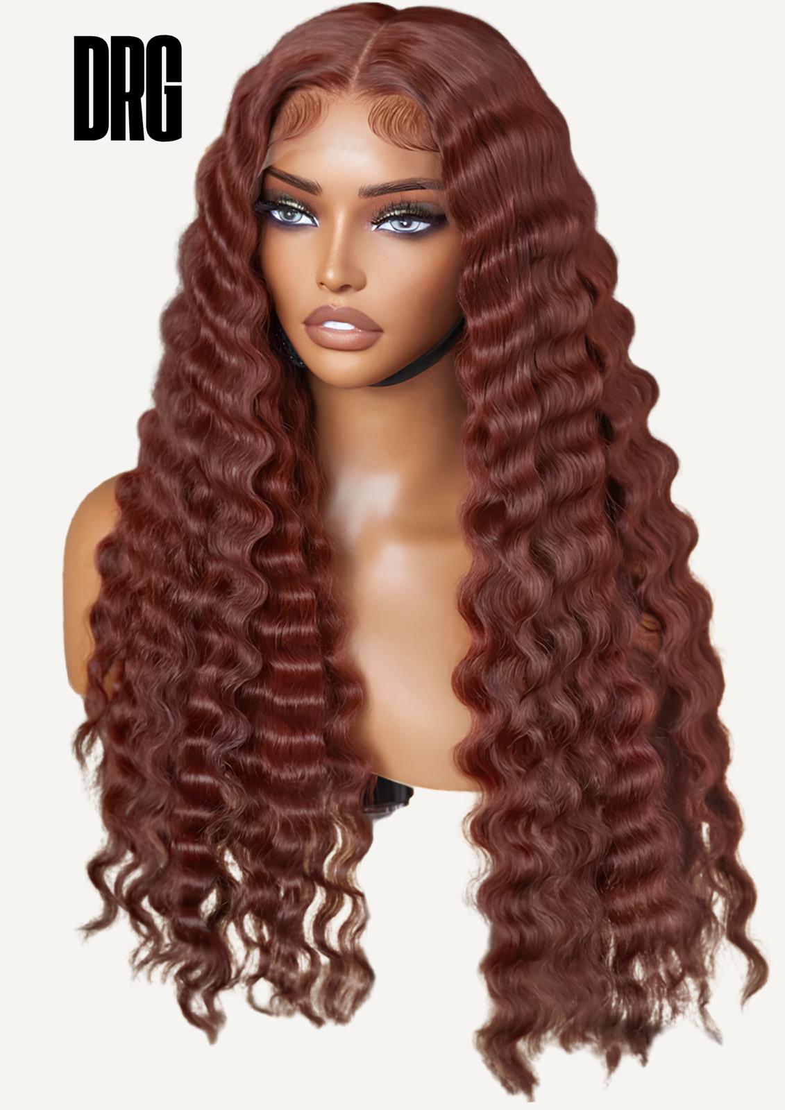 Reddish brown water wave, lace frontal
